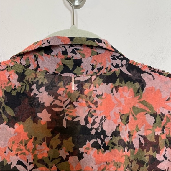 Misa Editha Ruffle Tiered Smocked Floral Print Midi Dress Pink Green Small - Picture 6 of 9